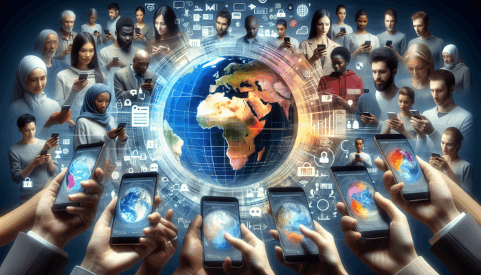 A person using a smartphone to browse a responsive website with touch-friendly navigation, shown on various devices.