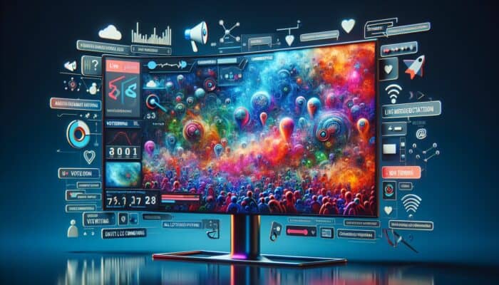 A Twitch streamer's screen showing live polls and Q&A, with active viewer participation during a gaming session.